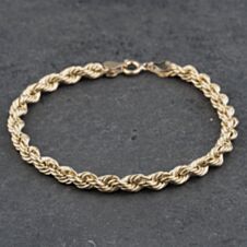 Pre-Owned 9ct Yellow Gold 7 Inch Rope Chain Bracelet 41061279