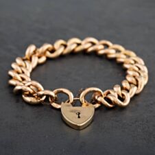 Pre-Owned Vintage Rose Gold Plain And Engraved Links Chain Bracelet 4107306