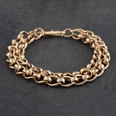 Pre-Owned Vintage Rose Gold Double Roller Ball 9 Inch Curb Chain Bracelet 41081208