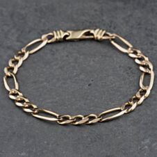Pre-Owned 9ct Yellow Gold 3+1 8.5 Inch Figaro Chain Bracelet 41081237