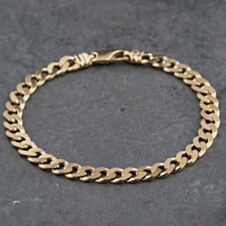 Pre-Owned 9ct Yellow Gold 9 Inch Curb Chain Bracelet 41081238