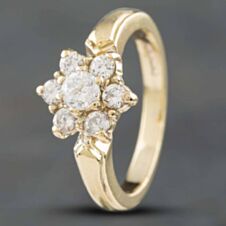 Pre-Owned 9ct Yellow Gold Cubic Zirconia Cluster Ring 41101159