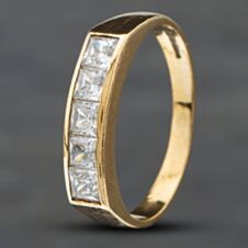 Pre-Owned 9ct Yellow Gold Cubic Zirconia Half Eternity Ring 41101727