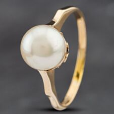Pre-Owned Vintage 9ct Yellow Gold Cultured Pearl Single Dress Ring 41102416