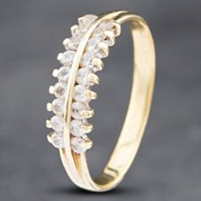 Pre-Owned 9ct Yellow Gold Cubic Zirconia Two Row Ring 41102471