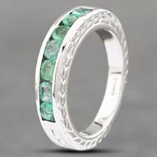 Pre-Owned 9ct White Gold Emerald Half Eternity Ring 41102544