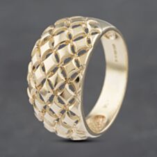 Pre-Owned 9ct Yellow Gold Open Work Dome Dress Ring 41102840