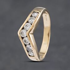 Pre-Owned 9ct Yellow Gold Cubic Zirconia Channel Set Half Wishbone Ring 41102914