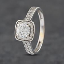 Pre-Owned 9ct White Gold Cubic Zirconia Cluster Ring 41102983