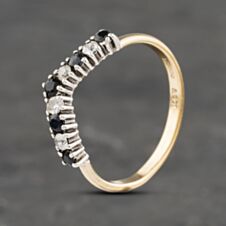 Pre-Owned 9ct Yellow Gold Sapphire & Cubic Zirconia Wishbone Ring 41103084