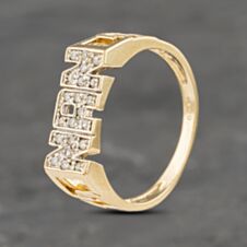 Pre-Owned 9ct Yellow Gold Cubic Zirconia Nan Signet Ring 41103087