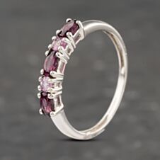Pre-Owned 9ct White Gold Sapphire & Pink Tourmaline Five Stone Ring 41103105