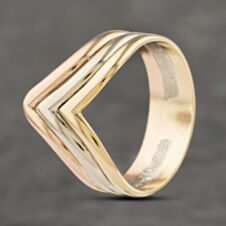 Pre-Owned 9ct Three Colour Gold Half Wishbone Ring 41103281