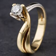 Pre-Owned 18ct Two Colour Gold 0.35ct Brilliant Cut Diamond Twist Solitaire Ring 4112275