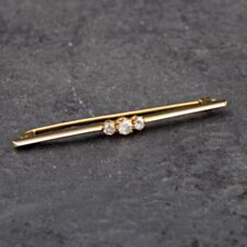 Pre-Owned Vintage Yellow Gold Brilliant Cut Diamond Three Stone Brooch 41131078