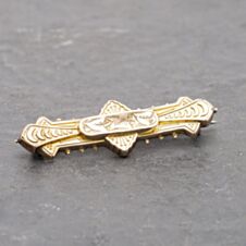 Pre-Owned Vintage 9ct Yellow Gold Leaf Patterned Brooch 41131085