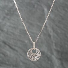 Pre-Owned 9ct White Gold Cubic Zirconia Openwork Swirls Pendant & 16 Inch Paper Link Chain 41141658