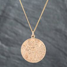 Pre-Owned 9ct Yellow Gold Large St Christopher Pendant & 18 Inch Curb Chain 41141832
