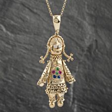 Pre-Owned 9ct Yellow Gold Cubic Zirconia Large Heavy Ragdoll Pendant & 24 Inch Belcher Chain 41142356