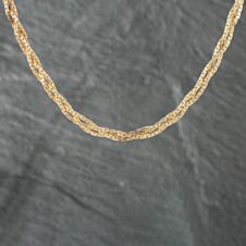 Pre-Owned 9ct Yellow Gold Three Row Plaited 17 Inch Curb Chain 41161101