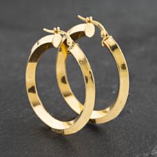 Pre-Owned 9ct Yellow Gold 30mm Plain Hoop Earrings 41173033