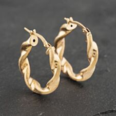 Pre-Owned Yellow Gold 20mm Frosted And Plain Twist Hoop Earrings 41173077