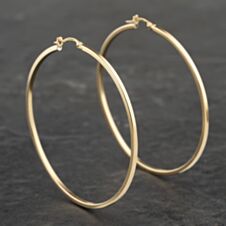 Pre-Owned 9ct Yellow Gold 50mm Large Hoop Earrings 41173140