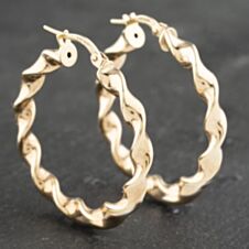 Pre-Owned 9ct Yellow Gold 32mm Twisted Hoop Earrings 41173160