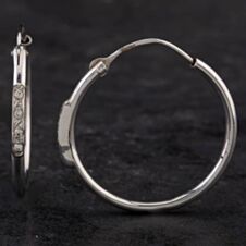 Pre-Owned 18ct White Gold Cubic Zirconia Hoop Earrings 4117642