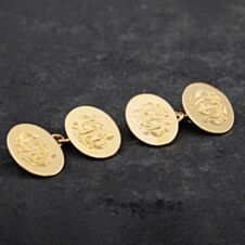 Pre-Owned Vintage 18ct Yellow Gold Oval Engraved Cufflinks 4119047