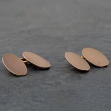 Pre-Owned Vintage 9ct Rose Gold Oval Plain Cufflinks 41191003