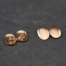 Pre-Owned Vintage 9ct Rose Gold Oval Plain Cufflinks 41191013