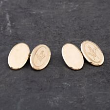 Pre-Owned Vintage 9ct Yellow Gold Masonic Oval Cufflinks 41191014