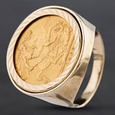 Pre-Owned 9ct Yellow Gold 1963 Half Sovereign Coin Ring 412001833BND
