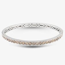 Pre-Owned 18ct White Gold 3.25ct Brilliant Cut Diamond Cognac Standard Hinged Bangle 4121050