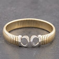Pre-Owned 14ct Two Colour Gold Flexible Standard Torque Bangle 41211189