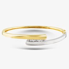 Pre-Owned 18ct Two Colour Gold Crossover Channel Standard Hinged Bangle 41211330
