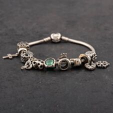 Pre-Owned Pandora Silver Multi Stone 19cm Charm Bracelet 41221064