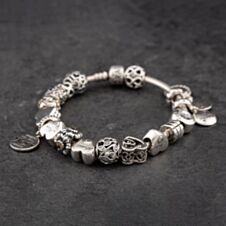 Pre-Owned Pandora Silver Family Theme Full 21cm Charm Bracelet 41221254