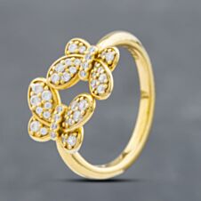 Pre-Owned Pandora Silver Cubic Zirconia Set Double Butterfly Pandora Dress Ring 41221378