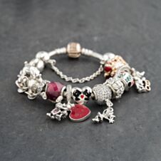 Pre-Owned Pandora Silver Multi Stone Pandora Assorted Disney 6.5 Inch Charm Bracelet 41221379
