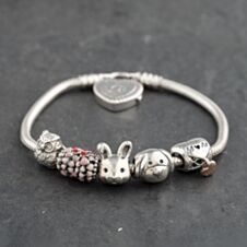 Pre-Owned Pandora Silver Multi Stone Pandora Assorted Mom Charms 6 Inch Charm Bracelet 41221381