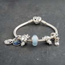 Pre-Owned Pandora Silver Multi Stone Pandora 5 Assorted Family Clasp 7 Inch Charm Bracelet 41221391