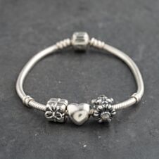 Pre-Owned Pandora Silver Multi Stone Pandora 3 Assorted 7.5 Inch Charm Bracelet 41221393