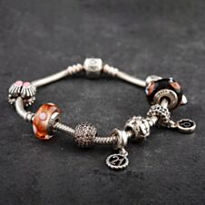 Pre-Owned Pandora Sterling Silver Multi Stone 19cm Charm Bracelet 4122209