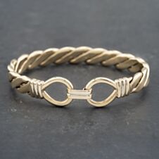 Pre-Owned 9ct Yellow Gold Hook Over Loop Heavy Twisted Standard Torque Bangle 41240004