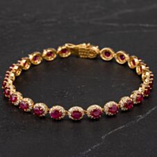 Pre-Owned 18ct Yellow Gold 7 Inch Ruby Bracelet 4128023