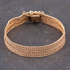 Pre-Owned 9ct Rose Gold Four Row 7 Inch Curb Chain Bracelet 41281274