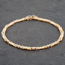 Pre-Owned 9ct Three Colour Gold Flexible Bar 7.5 Inch Chain Bracelet 41281467