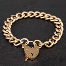 Pre-Owned 9ct Yellow Gold 7.5 Inch Padlock Open Curb Bracelet 4128146